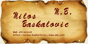 Miloš Baškalović vizit kartica